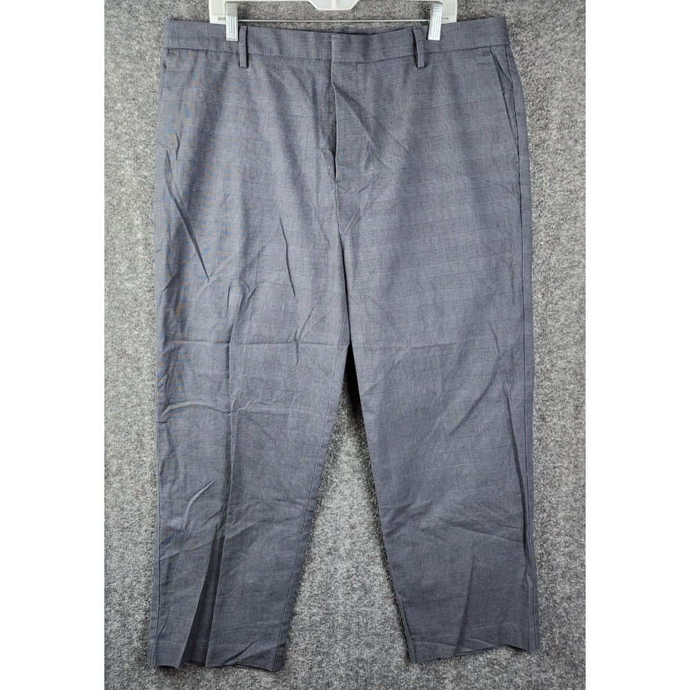 Dockers Dress Pants Men 38x29 Grey Glen Plaid Flat Front Classic Trousers